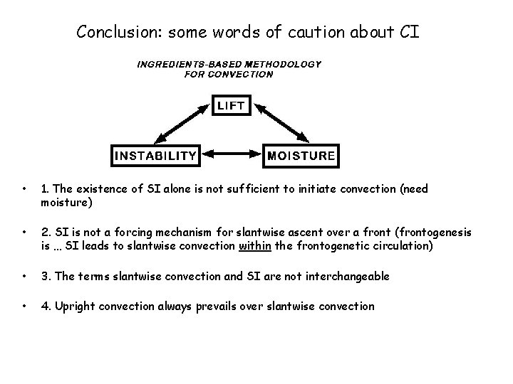 Conclusion: some words of caution about CI • 1. The existence of SI alone