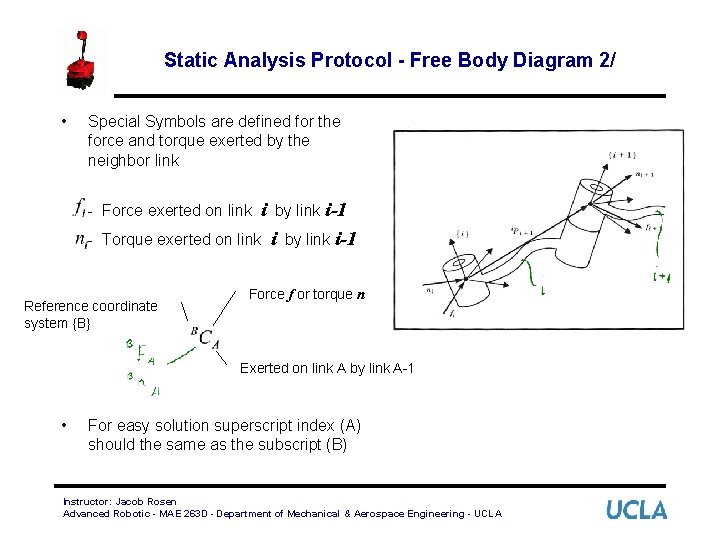 Static Analysis Protocol - Free Body Diagram 2/ • Special Symbols are defined for