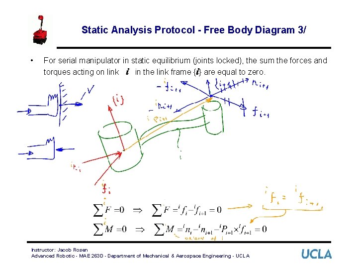 Static Analysis Protocol - Free Body Diagram 3/ • For serial manipulator in static