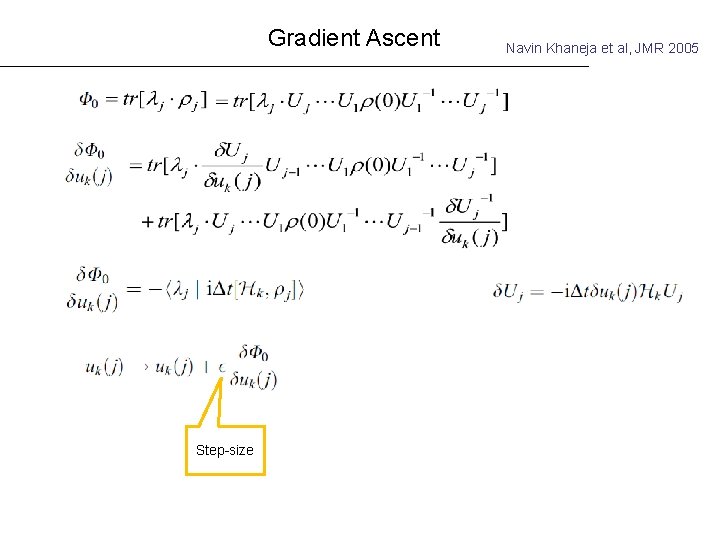 Gradient Ascent Step-size Navin Khaneja et al, JMR 2005 