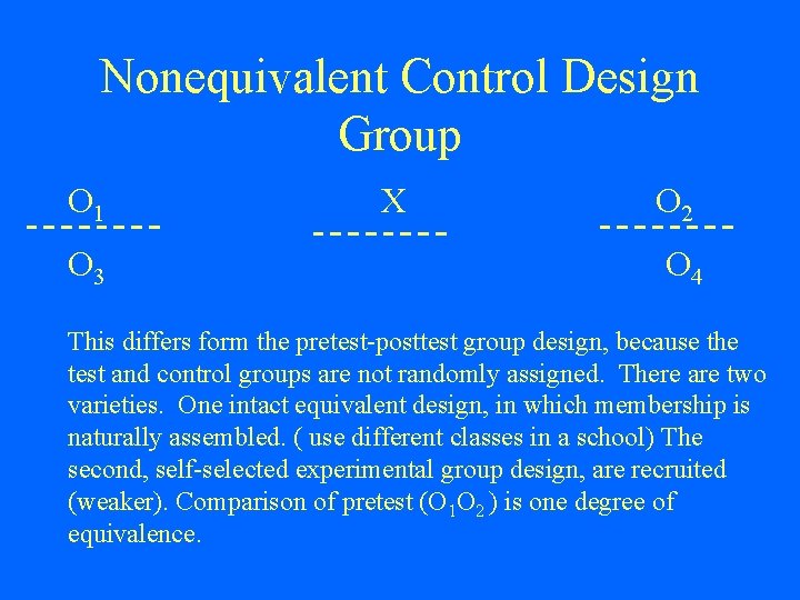 Nonequivalent Control Design Group O 1 O 3 X O 2 O 4 This