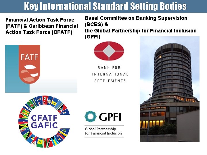 Key International Standard Setting Bodies Financial Action Task Force (FATF) & Caribbean Financial Action
