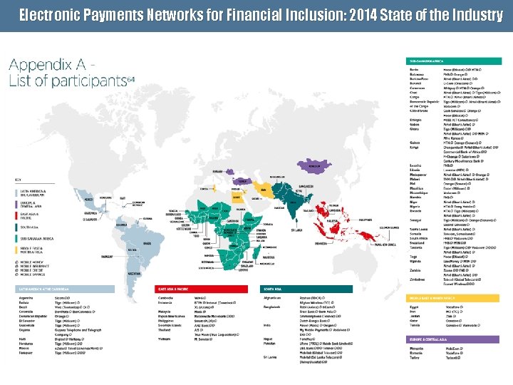 Electronic Payments Networks for Financial Inclusion: 2014 State of the Industry 