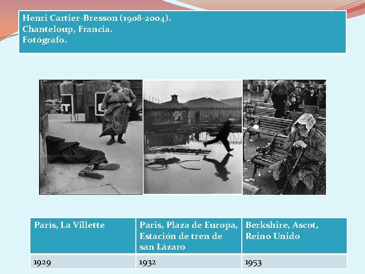 Henri Cartier-Bresson (1908 -2004). Chanteloup, Francia. Fotógrafo. París, La Villette Paris, Plaza de Europa,