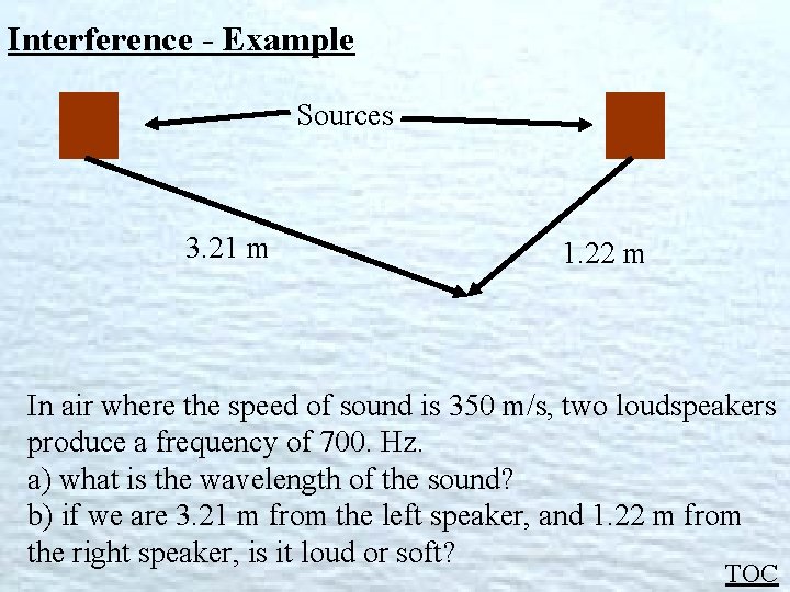 Interference - Example Sources 3. 21 m 1. 22 m In air where the