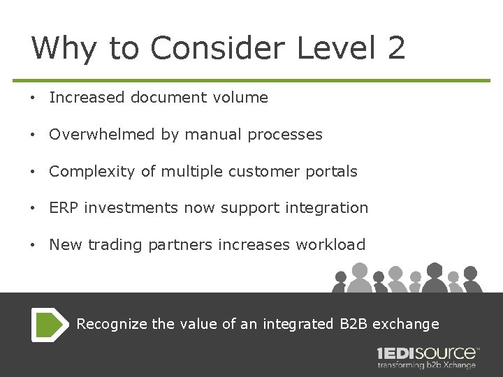 Why to Consider Level 2 • Increased document volume • Overwhelmed by manual processes