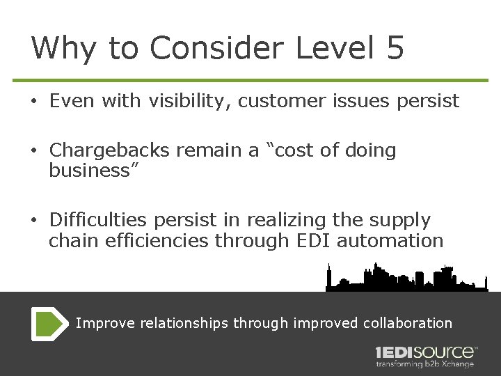 Why to Consider Level 5 • Even with visibility, customer issues persist • Chargebacks