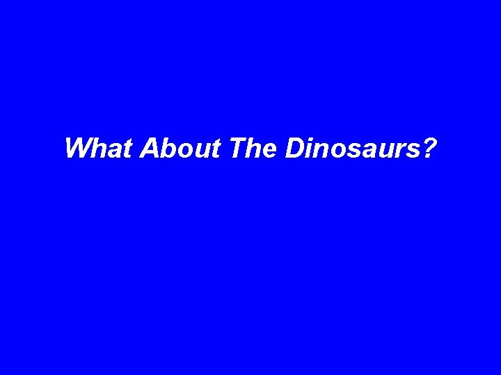 What About The Dinosaurs? 