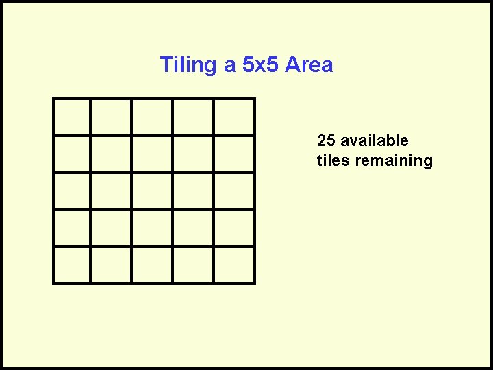 Tiling a 5 x 5 Area 25 available tiles remaining 