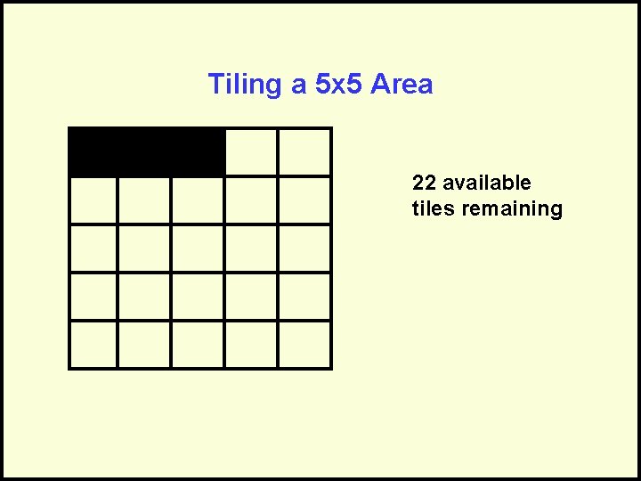 Tiling a 5 x 5 Area 22 available tiles remaining 