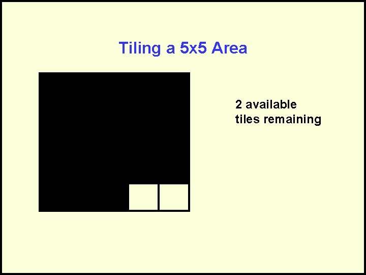 Tiling a 5 x 5 Area 2 available tiles remaining 