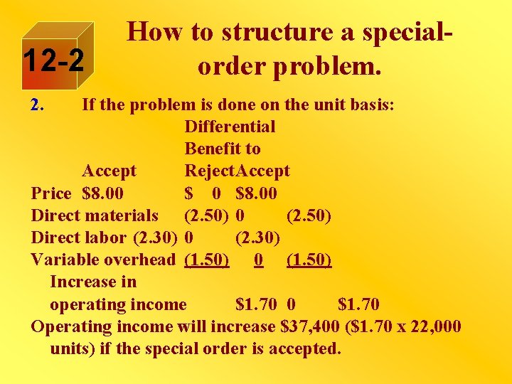 12 -2 2. How to structure a specialorder problem. If the problem is done