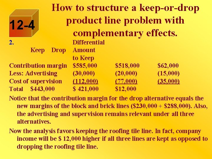 12 -4 2. How to structure a keep-or-drop product line problem with complementary effects.