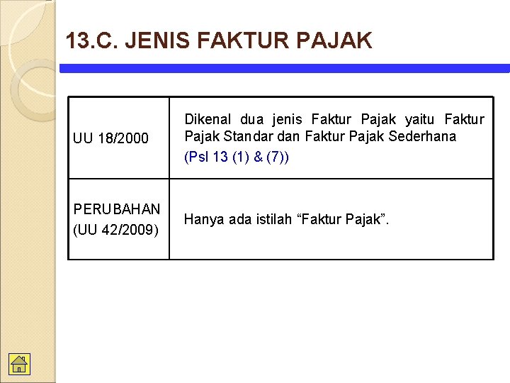 13. C. JENIS FAKTUR PAJAK UU 18/2000 Dikenal dua jenis Faktur Pajak yaitu Faktur