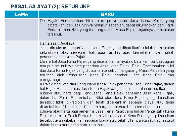 PASAL 5 A AYAT (2): RETUR JKP LAMA BARU - (2) Pajak Pertambahan Nilai