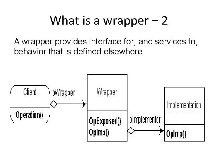 What is a wrapper – 2 A wrapper provides interface for, and services to,