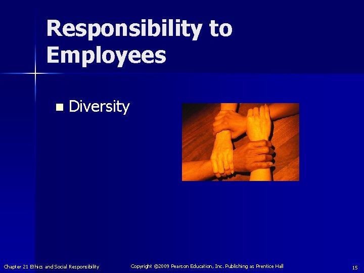 Responsibility to Employees n Diversity Chapter 21 Ethics and Social Responsibility Copyright © 2009