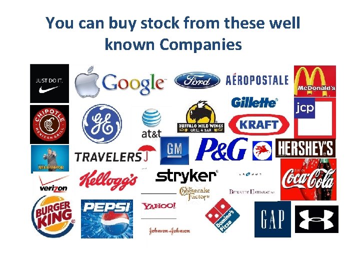You can buy stock from these well known Companies You can buy stock from these well known Companies