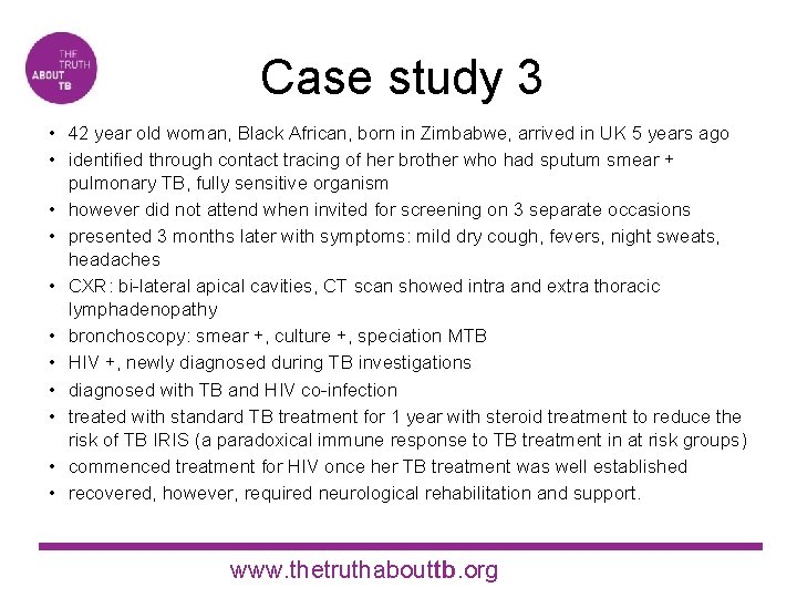 Case study 3 • 42 year old woman, Black African, born in Zimbabwe, arrived