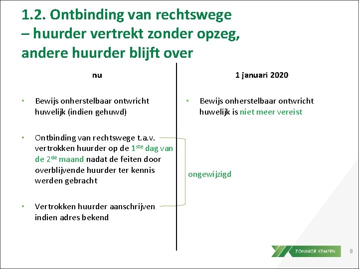 1. 2. Ontbinding van rechtswege – huurder vertrekt zonder opzeg, andere huurder blijft over