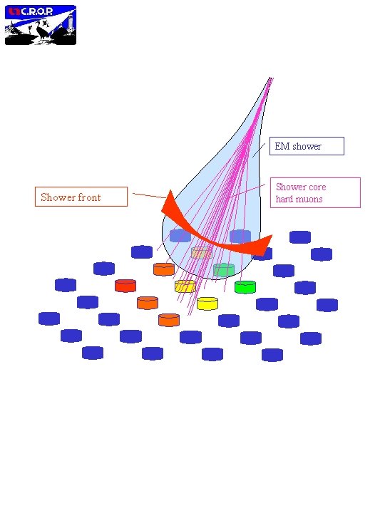 EM shower Shower front Shower core hard muons 