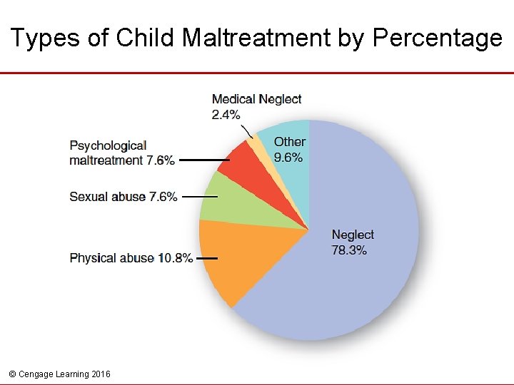 Types of Child Maltreatment by Percentage © Cengage Learning 2016 