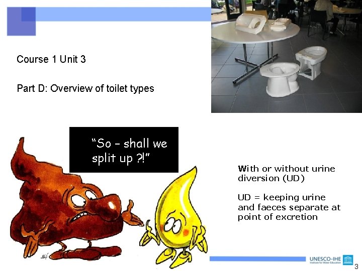 Course 1 Unit 3 Part D: Overview of toilet types “So – shall we