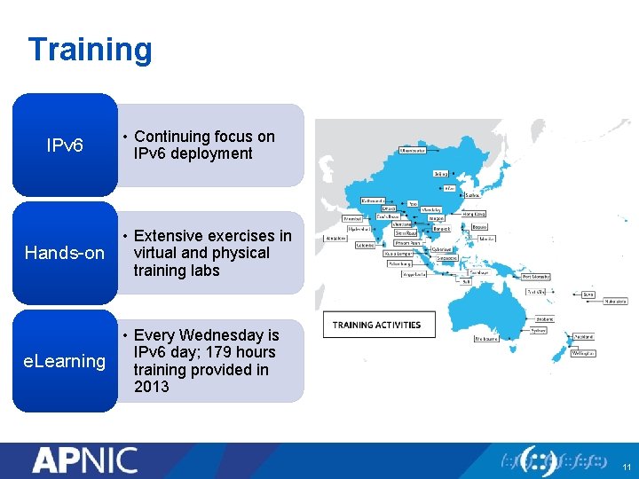 Training IPv 6 Hands-on • Continuing focus on IPv 6 deployment • Extensive exercises