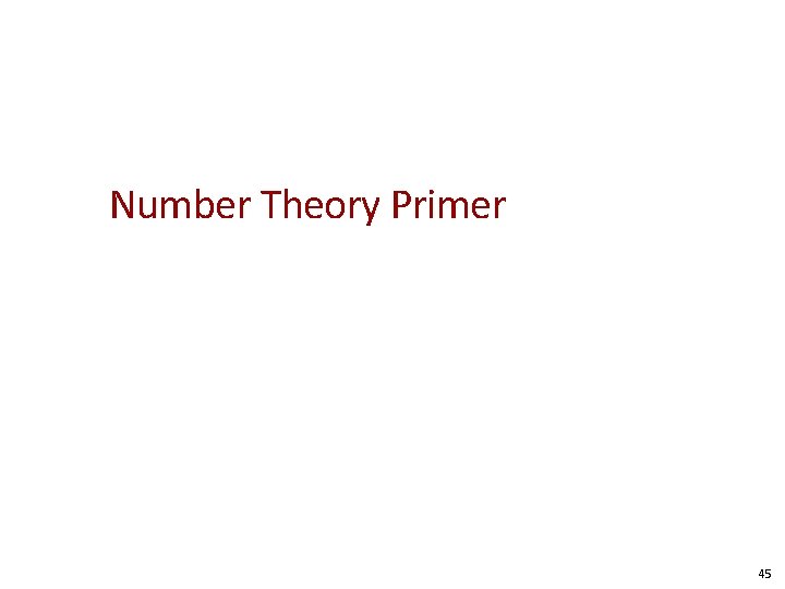 Number Theory Primer 45 