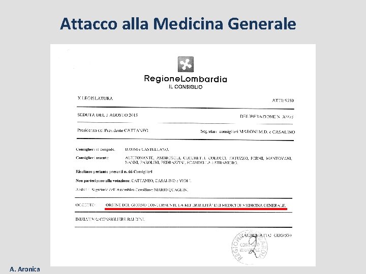 Attacco alla Medicina Generale A. Aronica 