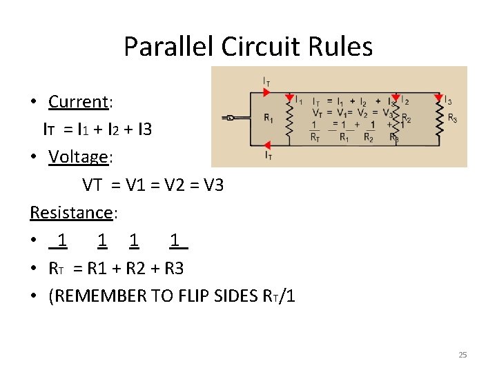 Parallel Circuit Rules • Current: IT = I 1 + I 2 + I Parallel Circuit Rules • Current: IT = I 1 + I 2 + I