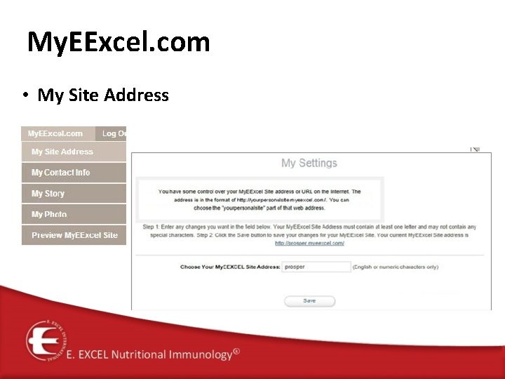 My. EExcel. com • My Site Address 