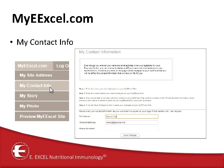 My. EExcel. com • My Contact Info 