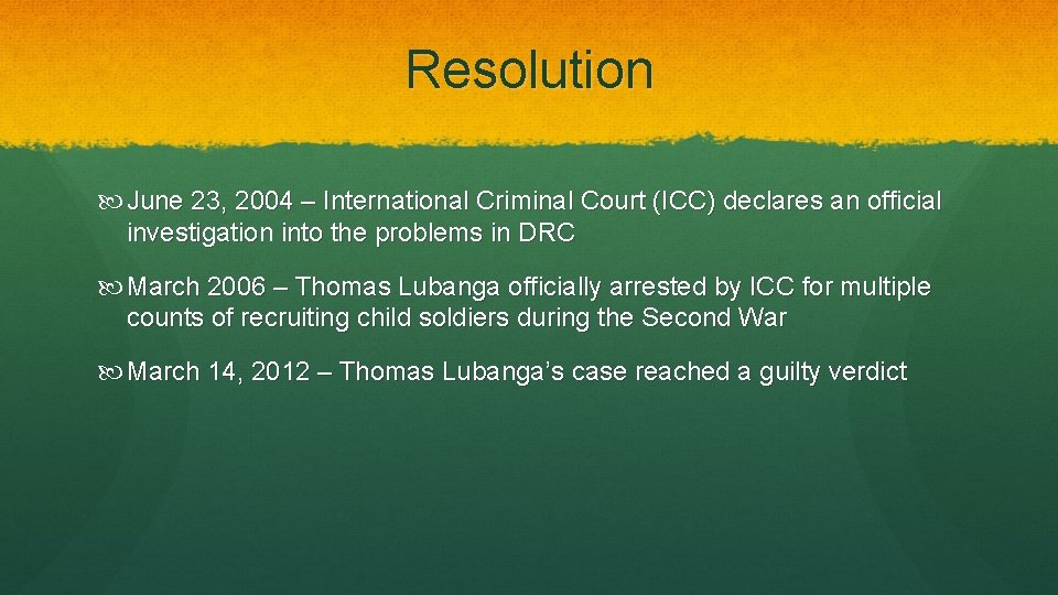 Resolution June 23, 2004 – International Criminal Court (ICC) declares an official investigation into