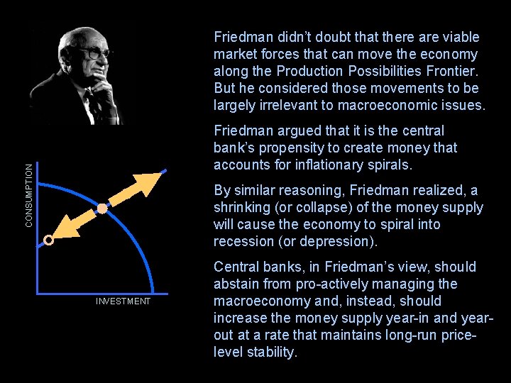 Friedman didn’t doubt that there are viable market forces that can move the economy