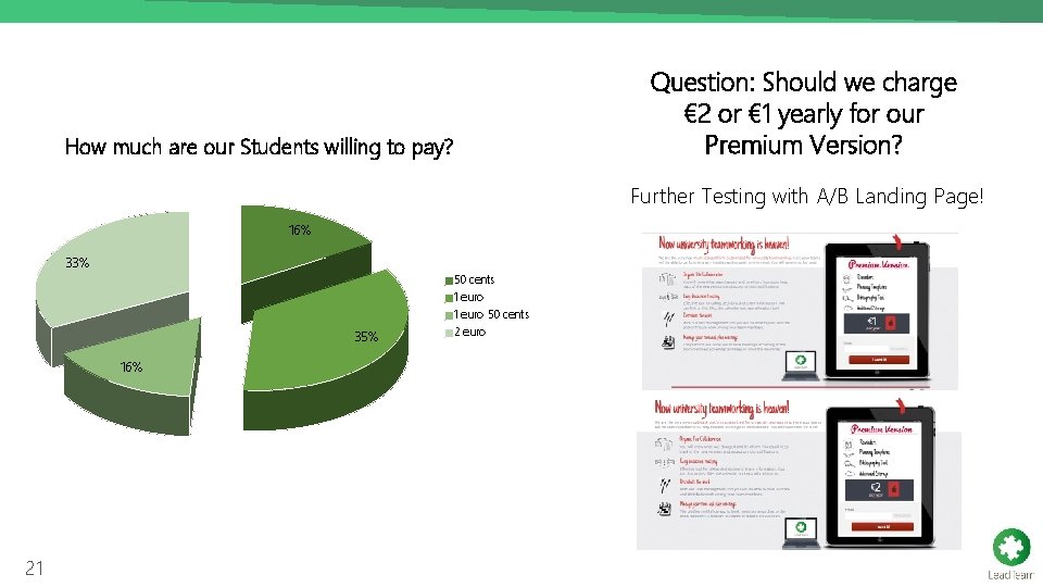 How much are our Students willing to pay? Question: Should we charge € 2