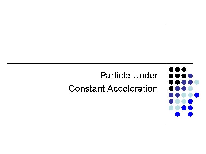 Particle Under Constant Acceleration Particle Under Constant Acceleration