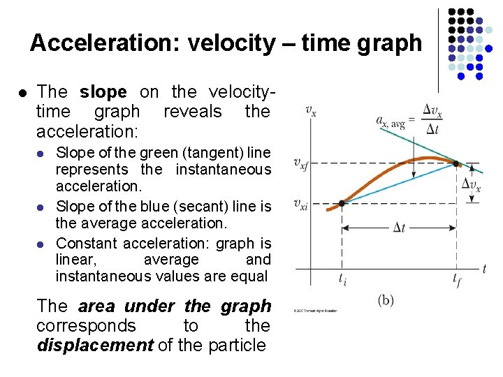 Acceleration: velocity – time graph l The slope on the velocitytime graph reveals the Acceleration: velocity – time graph l The slope on the velocitytime graph reveals the