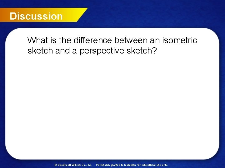 Discussion What is the difference between an isometric sketch and a perspective sketch? ©