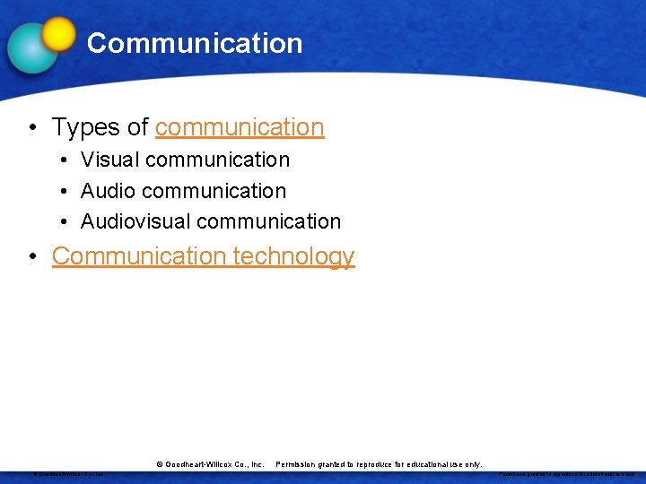 Communication • Types of communication • Visual communication • Audiovisual communication • Communication technology