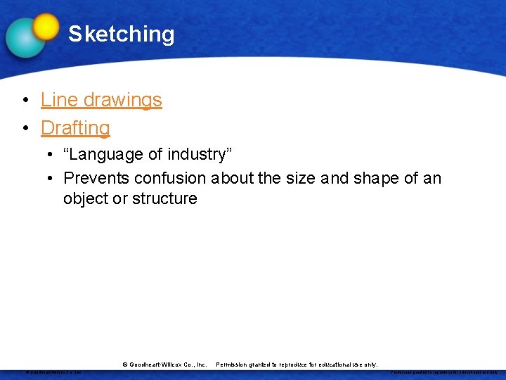 Sketching • Line drawings • Drafting • “Language of industry” • Prevents confusion about