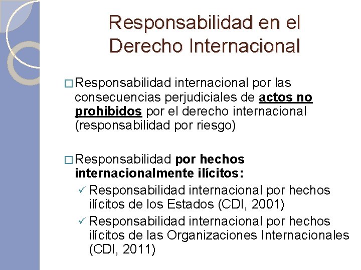 Responsabilidad en el Derecho Internacional � Responsabilidad internacional por las consecuencias perjudiciales de actos