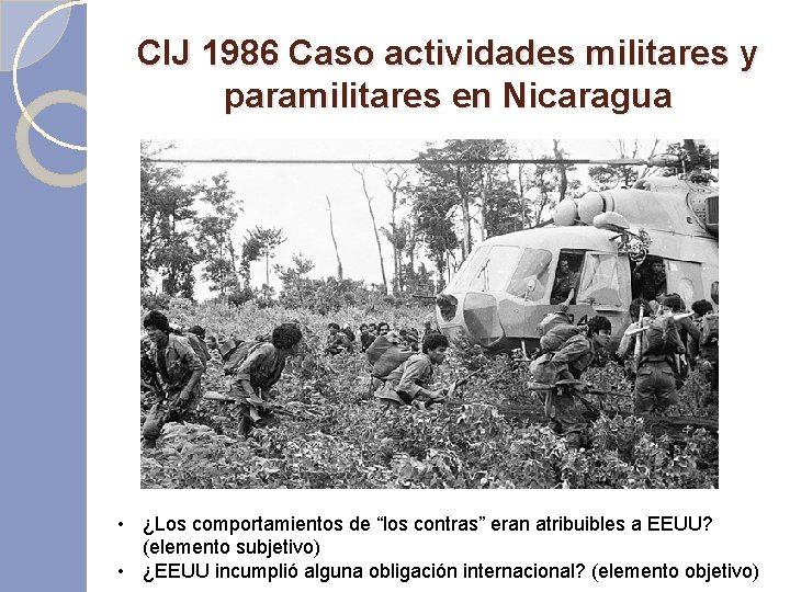 CIJ 1986 Caso actividades militares y paramilitares en Nicaragua • ¿Los comportamientos de “los CIJ 1986 Caso actividades militares y paramilitares en Nicaragua • ¿Los comportamientos de “los