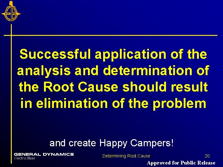 Successful application of the analysis and determination of the Root Cause should result in Successful application of the analysis and determination of the Root Cause should result in