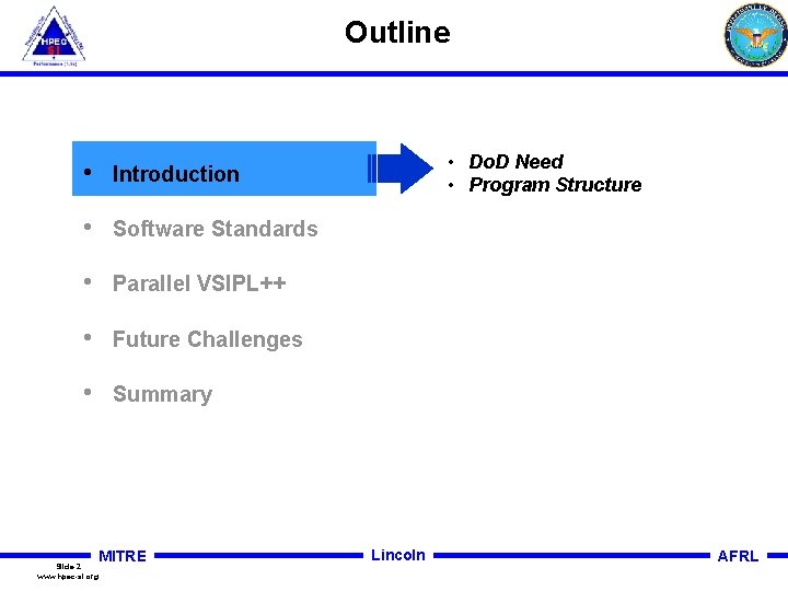 Outline • Introduction • Software Standards • Parallel VSIPL++ • Future Challenges • Summary