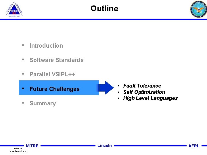 Outline • Introduction • Software Standards • Parallel VSIPL++ • Future Challenges • Summary