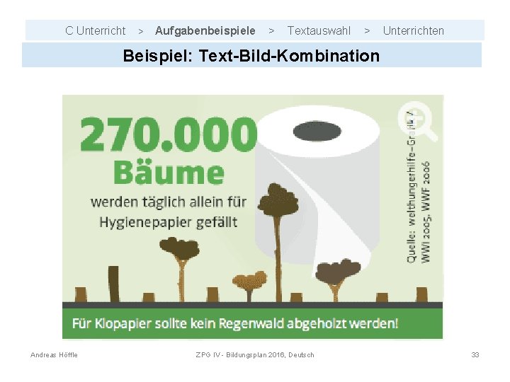 C Unterricht > Aufgabenbeispiele > Textauswahl > Unterrichten Beispiel: Text-Bild-Kombination Andreas Höffle ZPG IV