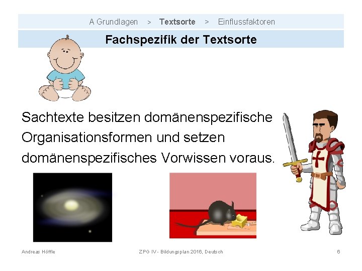 A Grundlagen > Textsorte > Einflussfaktoren Fachspezifik der Textsorte Sachtexte besitzen domänenspezifische Organisationsformen und