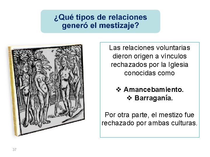 Las relaciones voluntarias dieron origen a vínculos rechazados por la Iglesia conocidas como v