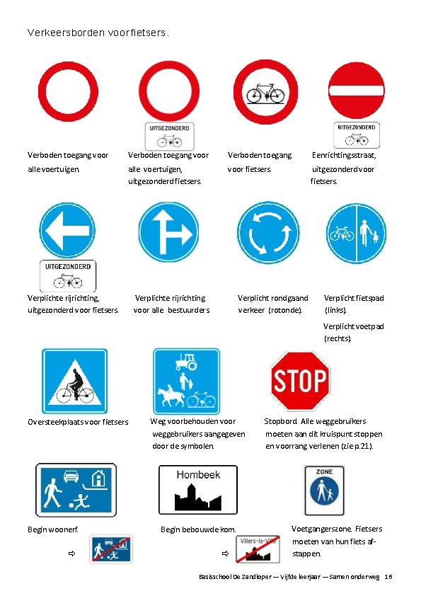 Verkeersborden voor fietsers. Verboden toegang voor Verboden toegang Eenrichtingsstraat, alle voertuigen, uitgezonderd fietsers. voor